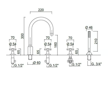 GIÒ CRYSTAL - GIÒ - F3660/S - 5 hole bathtub set with hand shower by Rubinetteria Giulini - view 3